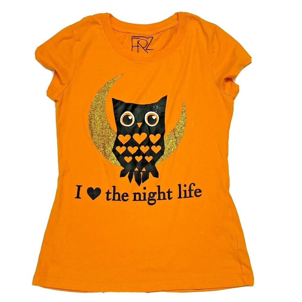 FRZ Orange Halloween Samhaim Fall Owl TShirt Lg